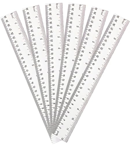 Dcsfadq 6 Stück Kunststoff Lineal 30 cm, 12 Zoll Transparent Gerade Lineale Set, Metrische Inch Skala Lineal, Ruler Präzision Messwerkzeug für Schule Büro