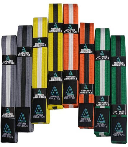 Antares Athletics Brazilian Jiu Jitsu Belts Preshurunk Martial Arts Youth BJJ Belts for Girls & Boys with BJJ Ranking Stripes (Grey Black, A3)