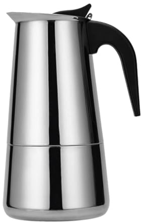 Toyvian Caffettiera in Acciaio per Piano Cottura Induzione Macchina Caffè Espresso Stovetop con Valvola di Sicurezza e Manico Termoisolante Design Moderno per Uso Domestico