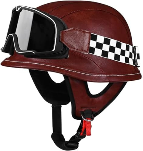Casco Da Moto Retrò In Stile Tedesco, A Mezza Calotta, Con Visiera, Omologato ECE 22.06, Per Uomo E Donna, Casco Aperto Per Scooter, Ciclomotore, Cruiser, Motocicletta B1,M/(54~57cm)