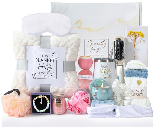 KEJSNDXC Geschenkbox Für Frauen,Personalisierte Birthday Gift For Women,Selbstpflege Geschenksets,Bequem Kuscheldecke Geschenk,Für Deine Mutter, Frau, Beste Freundin, Oma, Schwester (white)