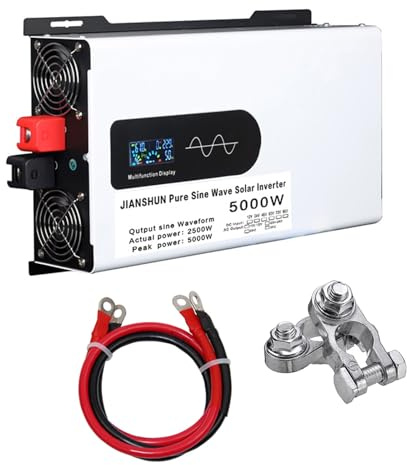LIXSAZSE Convertitore inverter a onda sinusoidale pura per auto Convertitore inverter da 5000 W Onda sinusoidale pura da 5000 Watt di potenza di picco conveniente