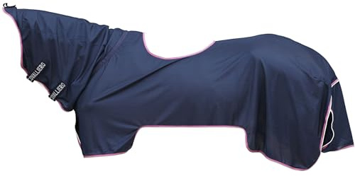 Covalliero - Ausreitdecke mit Halsteil & Klettverschluss FS26 – Pferdedecke zum vor Fliegen – Pferde Outdoordecke mit 65% UV-Schutz – Dunkelblau (Dark Navy) – Gr. 155cm