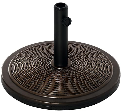 Outsunny Sonnenschirmständer aus Zement 14kg Rund Schirmständer mit Rattanoptik, Schirmhalter, Schirmgewicht für Sonnenschirm 35mm/38mm/48mm Rohrdurchmesser, für Balkon Terasse Garten Bronze
