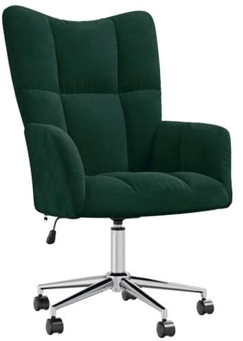 QJBSAVVA Relaxsessel Dunkelgrün Samt, Höhenverstellbarer Schreibtischstuhl mit Rollen, Polstersessel 360 Grad Drehbar, Moderner Bürostuhl für Wohnzimmer und Home Office, Belastbar bis 110 kg