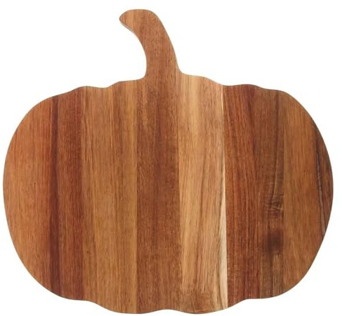 Tabla de cortar de madera en forma de calabaza para decoración de cocina, Halloween, comida cocida, picar verduras, cocina de otoño, tabla decorativa para servir de madera (caqui, 33 x 30,5 x 1,5 cm)