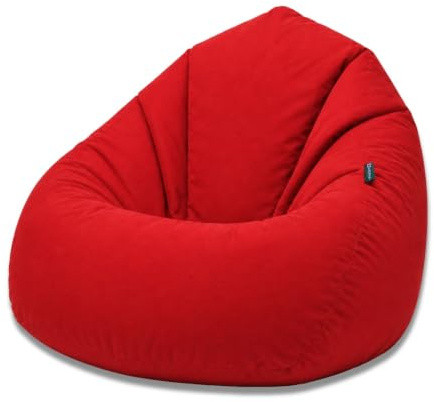 BuBiBag Sitzsack XXL Bodenkissen für Erwachsene & Kinder - Geeignet für Gaming oder Entspannen - Indoor wie Outdoor da er Wasserfest ist - mit EPS Perlen (Rot, XL)