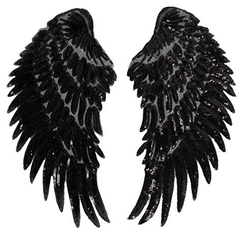 Milya Aufnäher Bügelbild Aufbügler Bügeleisen auf Patches Pailletten-Stickerei Applikation Engel Flügel Muster 2er für T-Shirt Jeans Kleidung Taschen, Schwarz