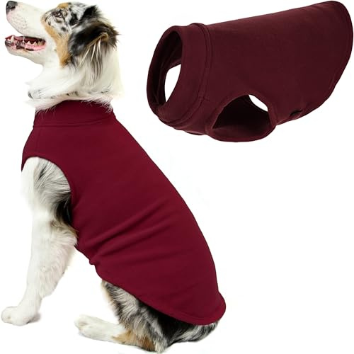 Gooby Stretchfleeceväst för hundar, vinröd, storlek 4XL, varm fleecetröja, hundjacka för vintern, hundkläder för små hundar och pojkar, hundtröja för stora hundar