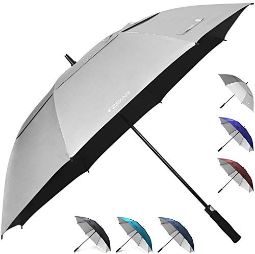 ZEKAR 157,5 cm & 172,7 cm winddichter großer belüfteter Golfschirm, UPF 50+ Terrassenschirm | Sonnenschutz UV-Schutz | hält Sie kühl (Silber, 157,5 cm)