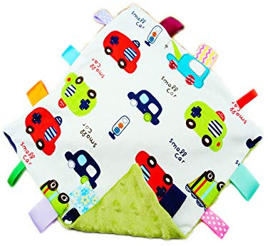 G-Tree Baby Boy Coperta di sicurezza con etichetta verde, Giocattolo di coperta super morbido con etichette, Consolatore taggy, Coperta tag Miglior regalo per bambino Bambino