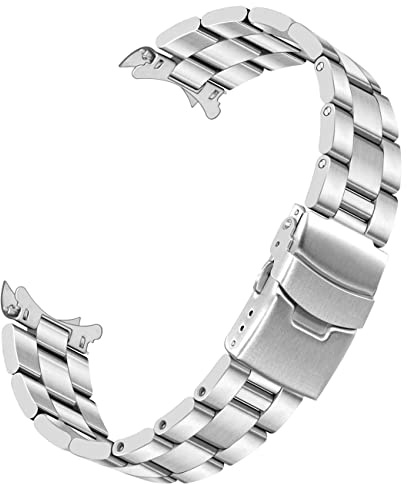 Kai Tian 22mm Gebogenes Ende Edelstahl Uhrenarmband, Konisch Armband für Herren Damen Bereitstellungsschnalle Silber