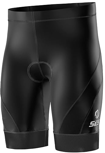 SLS3 Triathlon Shorts Men - Premium FX Tri Shorts - Zip Pocket, Padded, Medium Compression (Black Wave, Medium)