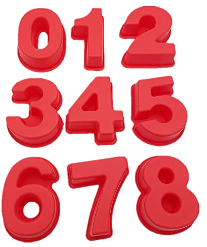 Small 9 pieces Silicone Number Cake Molds Jelly Chocolate Moulds Candy Muffin Tray (4 inch)