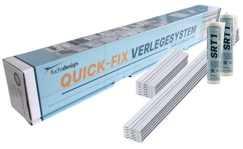 QUICK-FIX Verlegesystem für 10 Glassteine (19 x 19 x 8 cm) für den Außenbereich geeignet - Glasbausteine schnell und einfach verlegen