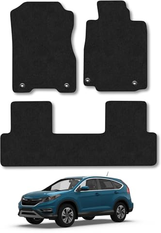 Honda CR-V (2012-2018) Car Mats Accessories Tailored Fit Carpet Floor Mats Non Slip Black Trim Full Coverage Compatible Accessory Front Rear Set Anti Slip Granulated Backing Hand-Finished Clips