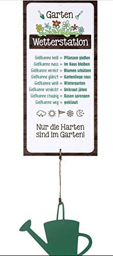 Rostalgie Alu Wetterstation Garten zum Hängen mit Gießkanne Dekoration Gartenschild