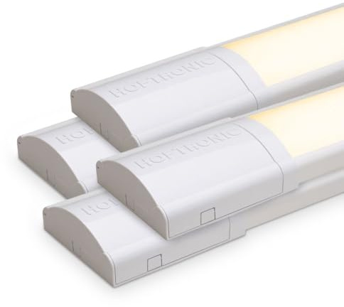 HOFTRONIC - 4er Pack LED Lichtleisten 120cm 40W Röhrenlampe Komplett 3000K Warmweiß 4800lm Super Hell 30000h Langfeldleuchte 1200x74x25mm (LxBxH) Kellerlampe garagenbeleuchtung - IP20 Innen