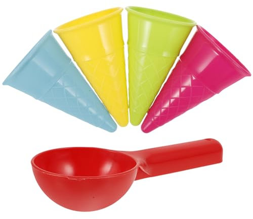 5pcs Beach Sand Toys Set Plastic Ice Cream Cones Scoop Ice Cream Sand Mold Set Seaside Play Sand Toys for 14+