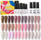 BORN PRETTY UV Nagellack Nudefarben Rosa Set, UV Lack mit Top Coat Matt Base Gel Pink Nude Rose Farben 21PCS für Nail Art Salon Design Maniküre UV Lack Valentinstag