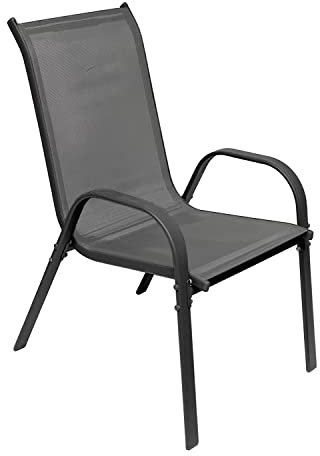 INDA-Exclusiv Gartenstuhl Gartensessel Stapelsessel stapelbar mit Textilenbespannung Gartenmöbel Farbe Anthrazit - Anthrazit