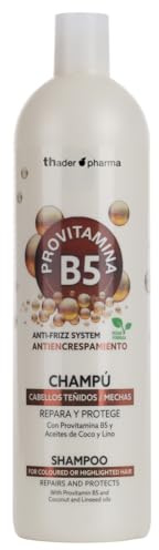 Thader Th Pharma Champú Efecto Anti-Frizz Provitamina B5 y Aceites de Coco y Lino para Cabellos Teñidos, 1000 ml