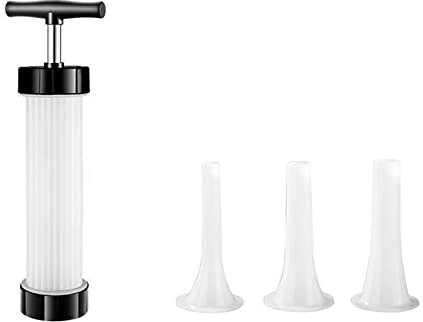 Embutidora Manual de Salchichas Tubo de Relleno de Salchichas Máquina Embutidor de Salchichas Herramienta de Llenado de Salchichas con 3 Boquillas Domésticas Ø15mm/20mm/25mm para Embutidos Caseros
