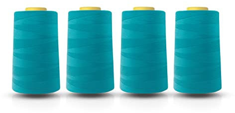 Overlock-Nähmaschine, Polyester-Faden, 45000 Meter, Weiß, Schwarz, Naturmarine, Rot, Grau (türkis)