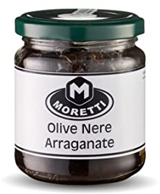 Moretti® Olive Nere Arraganate, Olive Nere Infornate, Vasetto Da 160 grammi, Prodotto Tipico Calabrese