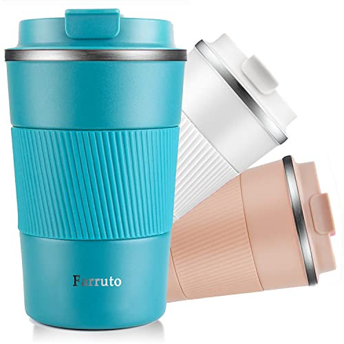 Farruto Kaffeebecher to go Thermobecher Edelsthal - Auslaufsicher Kaffeebecher mit Deckel 18oz/510ml Autobecher, doppelwandig isoliert für Kaffee Wasser und Tee, Kaffee-to-go Becher (Blau)