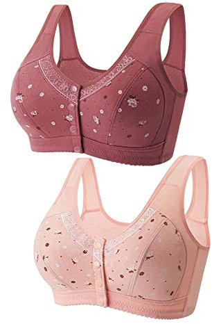 THUCHENYUC Gänseblümchen-BH Mit Frontknopf Bequemer Atmungsaktiver Baumwoll-BH Mit Frontverschluss Für Frauen Sexy Wireless Bras (Color : A+B, Size : XX-Large)