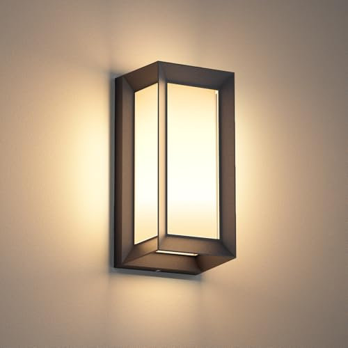 Klighten Applique da Parete E27 Esterno Interno, Max 60W, Luci da Parete Impermeabile IP65 Lampade da Parete Moderno per Ingresso Terrazza Corridoio, PC + Alluminio, Lampadina non Inclusa, Nero