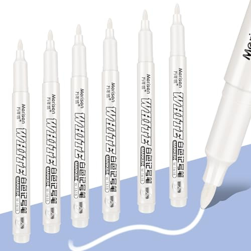 Jeffdad Acrylstifte Weiß Marker Stifte, 6 Pack 1mm Weiß Stift Wasserfest Marker Weiß Permanent Marker Wasserfeste Acrylfarben Marker Set Schnelltrocknender wasserfester Lackstift Reifenlackierstift