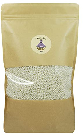 Zuckerpapier24® Tortenkleid® Zuckerperlen 4mm PERLMUTT, Tortendekoration, Backzubehör, essbare Zuckerperlen; 100g Packung [04083100]