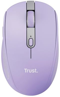 Trust Ozaa Ratón Inalámbrico Bluetooth + 2.4GHz, Mouse Silencioso Compacto Multidispositivo, 60% Plástico Reciclado, Ratón Bluetooth Recargable PC Portátil Windows Android Mac - Morado