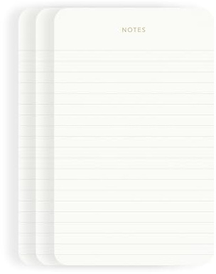 Pinesman - Elegant Desk Notepads for Professionals, Executive's Memo Pads, Minimalist, Gold Foiled, Lined Layout, 3 Pack, 225 Sheets Total (75 Each), 6.3 x 3.9”, 80 GSM, Eco-friendly, FSC™ Certified