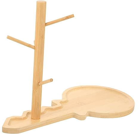 SAFIGLE Soporte para Llaves y Joyas de Madera Estilo Llave, Organizador Colgante Multifuncional, Decoración de Tocador para Hogar y Entrada, Color Natural, Tamaño Mediano