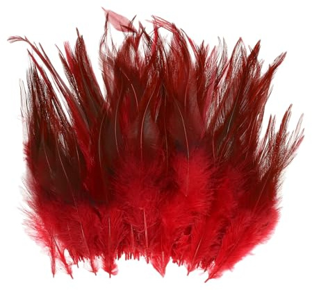 PATIKIL Montar Silla Pluma Gallo Pluma 4-6, 100uds Gallo Plumas Sueltas Plumas para Sueño Atrapasueños Pendientes Bricolaje, Rojo