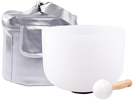 Generisch Frosted 432Hz E Solar Plexual Chakra Quarzkristall Klangschale für Meditation, Yoga und Entspannung 25,4 cm mit Tasche