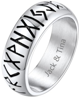 Supcare Ringe für Herren Edelstahl Fingerring Viking Rune Ringe Tungsten Ring Wikinger Runen Spinnerring Freundschaftsring Punk Siegelring Gothic Hip Hop Modeschmuck für Männer Jungen