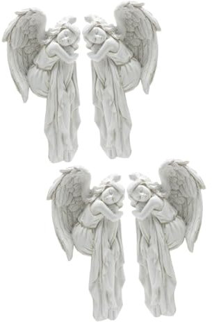 Cabilock 4 Stück Engel-Dekoration türrahmen Dekorationen Türrahmenverzierungen Engel-Wand- weihnachtsdekoration engelfigur Engelsfigur Engel-Ornament Engelsflügel-Skulptur Harz Weiß
