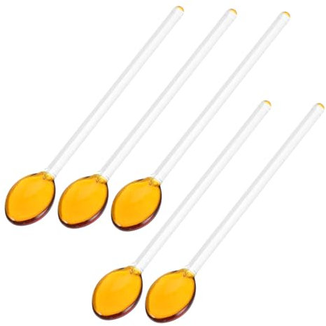 ULTECHNOVO 5pcs Glass Coffee Spoons Long Stirring Spoons for Latte Kitchen Scoop Scoop