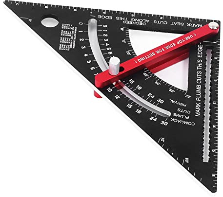 Righello triangolare per la lavorazione del legno, in lega di alluminio, righello triangolare accurato con goniometro, 17,8 cm