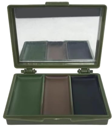 Bkljkf 2 unidades de color de camuflaje para la cara, crema de camuflaje, maquillaje de camuflaje para la cara, 3 colores negro, marrón oliva, pintura facial con espejo, color de cara de caza para