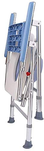 Tragbarer zusammenklappbarer Toilettenstuhl mit Rollen und Pedal, höhenverstellbar, extra breiter Sitz, Transportstuhl, Rollstuhl für Toilette