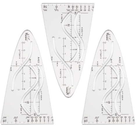Parabelschablone Mathe, 3 Stück Kurvenschablone, Parabel Zeichenschablone, Normalparabel Schablone, Schablone Einheitsparabel, Parabel Lineal, für Studenten Büro Designer Malerei