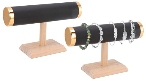 Hapivida T Bar Pulsera Expositor, 9.1in Pulsera Collar Titular Joyería Organizador, T Bar Joyería Expositor para la Organización Hogar (Negro*2Pcs)