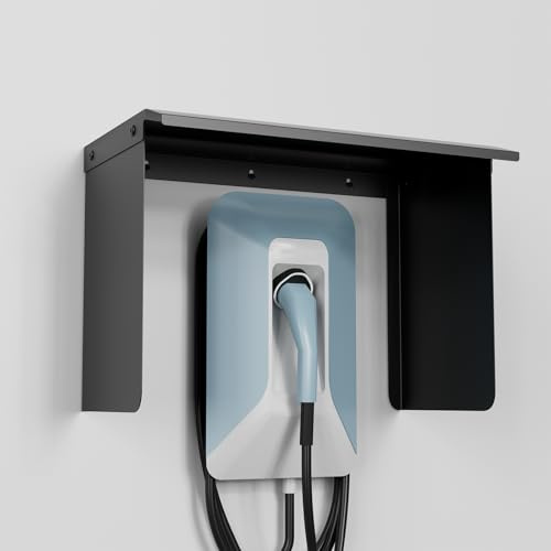 petour wallbox väderskydd, skyddstak för laddstation för elbilar väderskyddstak av järn för wallboxar för laddstationer för elbilar Skyddshölje för UV-skydd regnskydd solskydd 42 * 30 * 25cm(Svart)