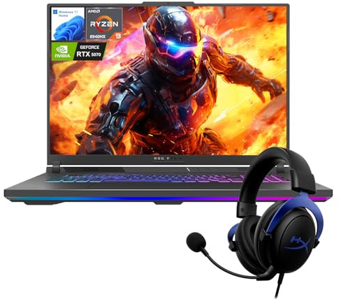 ASUS ROG Strix G18 RTX 5070 Gaming Laptop, 18 ROG Nebula 2.5K 240Hz/3ms, AMD Ryzen 9 8940HX, NVIDIA RTX 5070 con ROG Boost, 64GB DDR5, 1TB SSD, RGB KB, ROG Cooling, Bundle con HyperX Cloud Headset