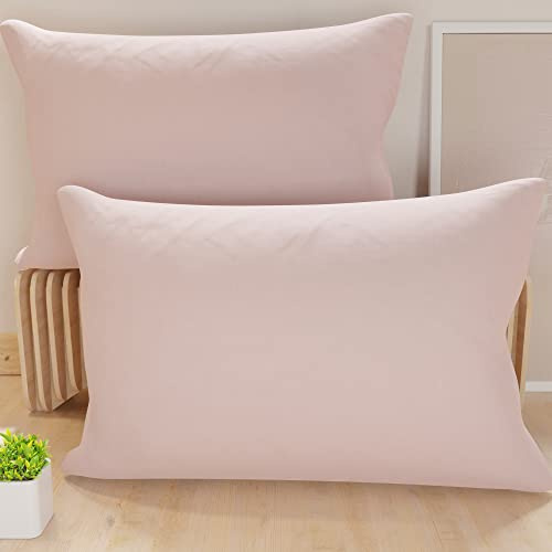 PETTI Artigiani Italiani - 2er-Set Kissenbezüge 60x40 cm aus Mikrofaser, Dekokissen-Bezüge für Schlafzimmer und Sofa, Set mit 2 Kissenhüllen, Einfarbiger Kissenbezug Rosa, 100% Made in Italy